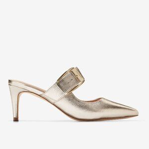 Cole Haan Vandam Buckle Leather Heel Mules